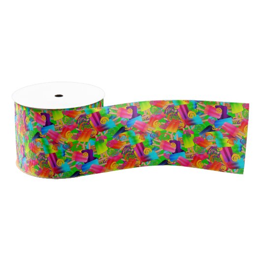 CKC Popsicle Swirls, Neon-Grosgrain Ribbon Spool Grosgrain Lint (Spoel)