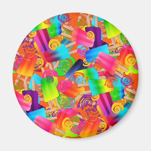 CKC Popsicle Swirls Orange ROUND MAGNET (Devant)