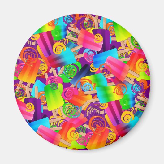 CKC Popsicle Swirls Purple ROUND MAGNET (Devant)