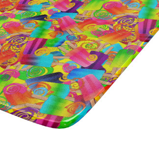 CKC Popsicle Swirls-Yellow-6x7 Cutting Board Snijplank