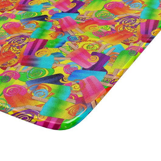 CKC Popsicle Swirls-Yellow-6x7 Cutting Board Snijplank (Hoek)