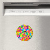 CKC Popsicle Swirls Yellow ROUND MAGNET (In Situ (Lave-vaisselle))