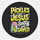 Ckles And Jesus Salty And Saved Ronde Sticker (Voorkant)