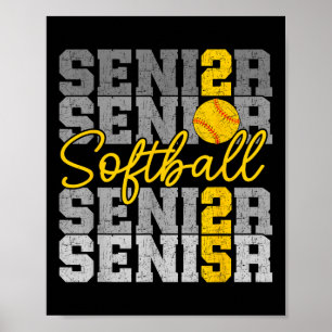 CL van 2025 Senior Softbal Retro Afstuderen 2025 M Poster