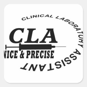 CLA SLOGAN - NICE EN PRECISE! LABORATORIUM VIERKANTE STICKER