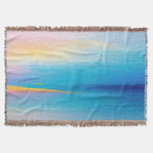 "Clachanray" Breed Roze en Blauw Landschap Zeegezi Deken