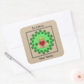 Claddagh en Green Knotwork Bookplate Vierkante Sticker (Envelop)