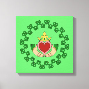 Claddagh en Green Knotwork Canvas Afdruk