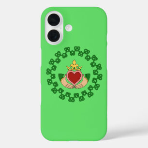 Claddagh en Green Knotwork iPhone 16 Hoesje