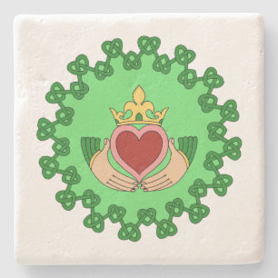 Claddagh en Green Knotwork Stenen Onderzetter