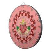 Claddagh en Red Knotwork op roze Dartbord (Voorkant Rechts)