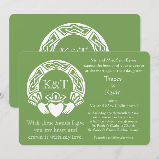 Claddagh-Initialen - Achtergrondkleur aanpassen Kaart (Voorkant / Achterkant)