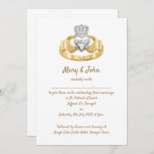 Claddagh Ring Uitnodiging voor bruiloft Initialen  (Voorkant / Achterkant)