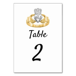 Claddagh Ring Wedding Initialen & Date Table Numbe Kaart