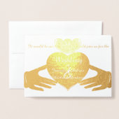 Claddagh Ring Wedding Invitation Gold Folie Kaarten (Voorkant met envelop)