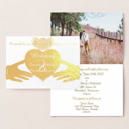 Claddagh Ring Wedding Invitation Gold Folie Kaarten (Display)