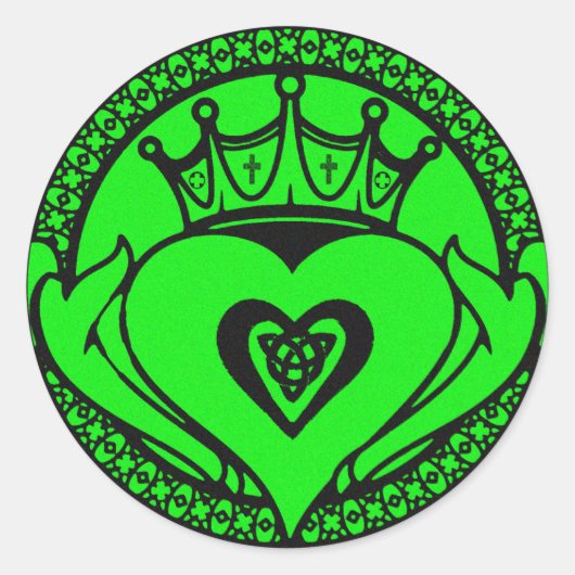 Claddagh Ronde Sticker (Voorkant)