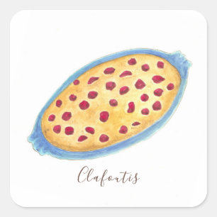 Clafoutis waterverf vierkante sticker