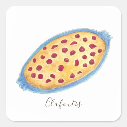 Clafoutis waterverf vierkante sticker (Voorkant)