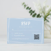 Clair bleu élégant Script QR Wedding Carte RSVP (Debout devant)