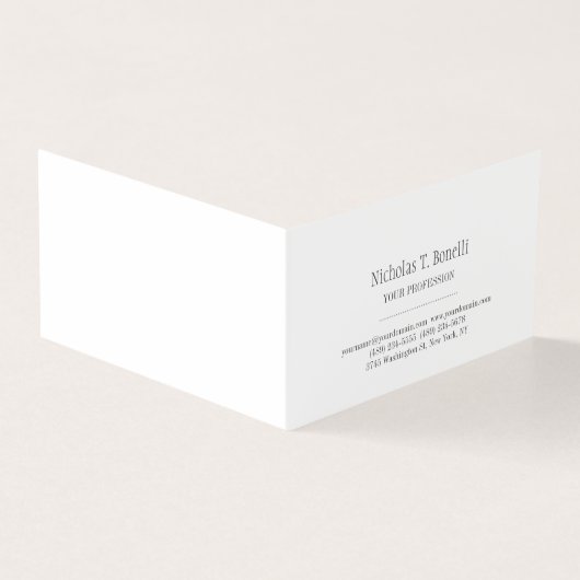 Clair Classique Blanc Élégant Simple Card (Outside)