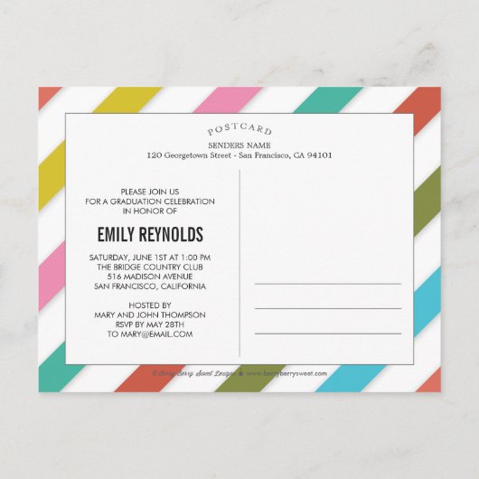 Clair et coloré Faire-part / Invitation (Dos)