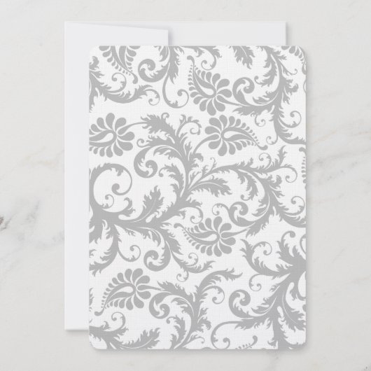 Clair gris Damask Bight Jaune Faire-part de mariag (Dos)