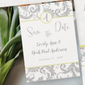 Clair gris Damask Bight Jaune Faire-part de mariag