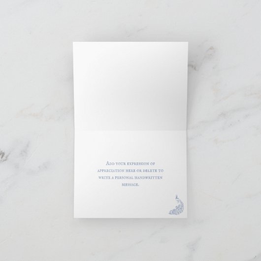Clair Mariage Peacock bleu Merci Cartes (Intérieur)
