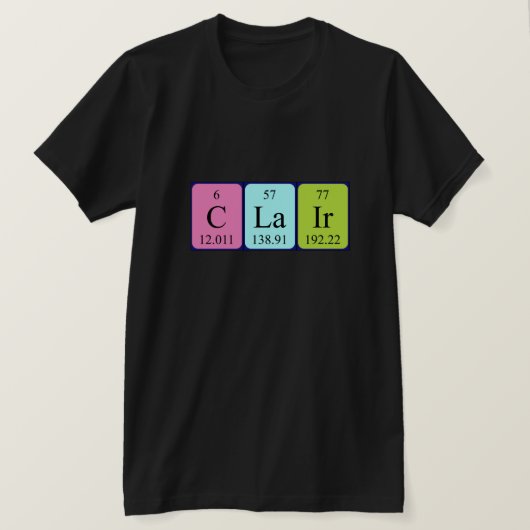 Clair periodiek table name shirt (Design voorkant)