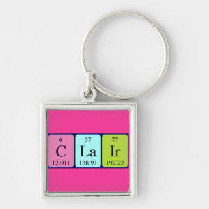 Clair periodieke lijstnaam keyring sleutelhanger