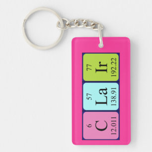 Clair periodieke lijstnaam keyring sleutelhanger