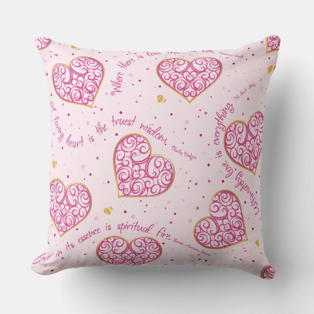 Clair rose coeur Valentine Designer Coussin (Recto)
