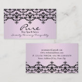 Clair rose et noir Elegant Carte de visite Damask (Devant / Derrière)