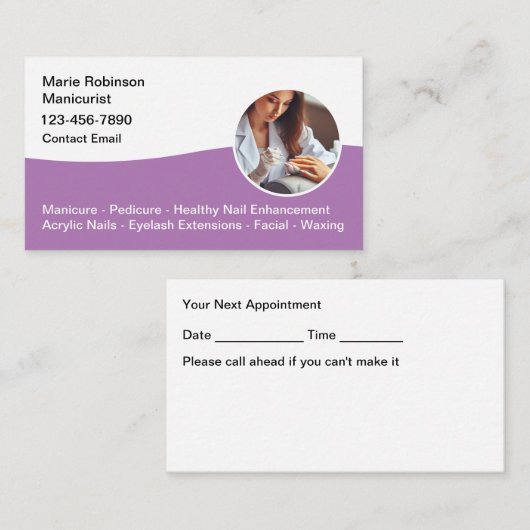 Clair Simple Manucure Clou Cartes de visite de bea (Devant / Derrière)