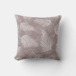Clair Taupe Brown Palm Feuille Coussin décoratif