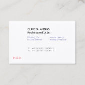 Claire, colorée, carte de visite claire (3c) (Dos)