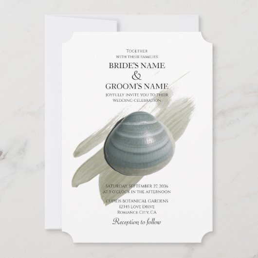 Clam Aquarelle Stroke Wedding Invitations (Devant)