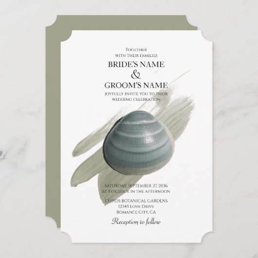 Clam Aquarelle Stroke Wedding Invitations (Devant / Derrière)