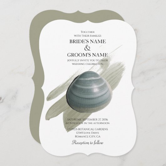 Clam Aquarelle Stroke Wedding Invitations (Devant / Derrière)