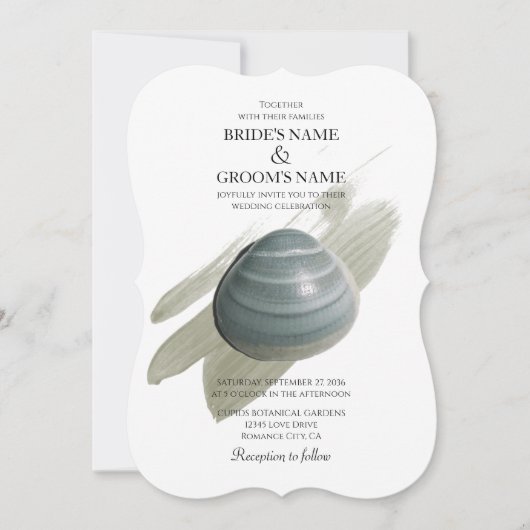 Clam Aquarelle Stroke Wedding Invitations (Devant)