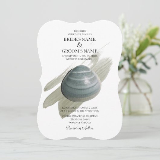 Clam Aquarelle Stroke Wedding Invitations (Debout devant)