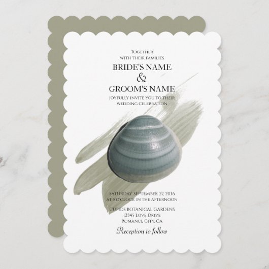 Clam Aquarelle Stroke Wedding Invitations (Devant / Derrière)