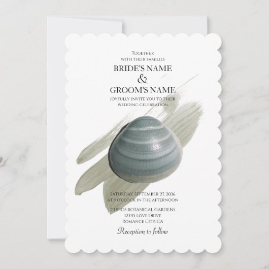 Clam Aquarelle Stroke Wedding Invitations (Devant)