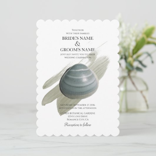 Clam Aquarelle Stroke Wedding Invitations (Debout devant)