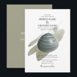 Clam Aquarelle Stroke Wedding Invitations<br><div class="desc">Cette chambre offre une vue sur la mer ou sur la piscine. Mariage sur la plage avec une palourde placée au-dessus d'un trait d'aquarelle élégant. Les tons terreux bleu-vert poussiéreux de la palourde donnent au design une esthétique naturelle. La couleur de trait de peinture est également utilisée pour le côté...</div>