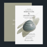 Clam Aquarelle Stroke Wedding Invitations<br><div class="desc">Cette chambre offre une vue sur la mer ou sur la piscine. Mariage sur la plage avec une palourde placée au-dessus d'un trait d'aquarelle élégant. Les tons terreux bleu-vert poussiéreux de la palourde donnent au design une esthétique naturelle. La couleur de trait de peinture est également utilisée pour le côté...</div>