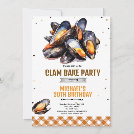 Clam Bake Birthday Party Invitation (Devant)