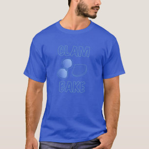clam bake clambake retro vintage and sign logo blu t-shirt