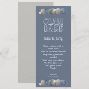 Clam Bake Tall Wedding Rehearsal Party Invitation Kaart